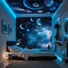 1pc Aurora LED Atmosphere Projection Lamp, RGB Remote Control, Galaxy Starry Sky Projector, Bedroom Night Light Projector, Star Projector, Adult Room Decor, Home Theater, Ceiling, Gift Decor, Wedding Decor, Magical Projection Lamp Gift