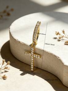 1pc Women's Fashion Luxurious Zirconia Cross Navel Piercing Ring, Suitable For Daily Wear, Party, Beach Holiday Outfits