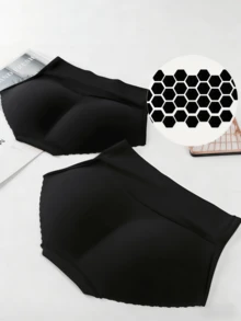 1件装女士无缝高腰塑形内裤，提臀无缝加垫短裤，透气蜜桃臀塑形提拉裤，加垫提臀塑形内衣，蜜桃臀 - 黑色 - 查看 7