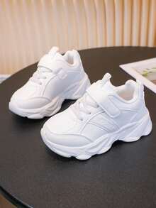 1 para skórzanych butów sportowych dla dzieci, białe, dla chłopców i dziewcząt, uczniów szkół podstawowych - Biały - Zobacz 2