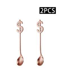 2pcs Stainless Steel Coffee Stirring Spoons, Suitable For Cafes, Afternoon Tea, Restaurants, Meal Times - Multicolor - View 7