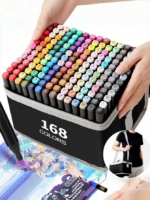 36/48/60/80/100/120 Color Markers, Non-Melting Ink Drawing Paper, Watercolor Marker Set, Waterproof Large-Capacity Colored Pens, Doodling Pens, School Learning Supplies For Students, Office Supplies, Back-To-School Gifts