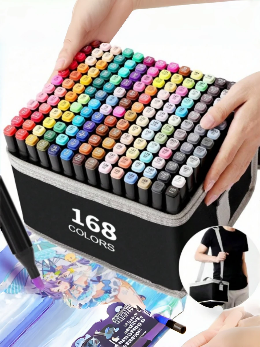 36/48/60/80/100/120 Color Markers, Non-Melting Ink Drawing Paper, Watercolor Marker Set, Waterproof Large-Capacity Colored Pens, Doodling Pens, School Learning Supplies For Students, Office Supplies, Back-To-School Gifts