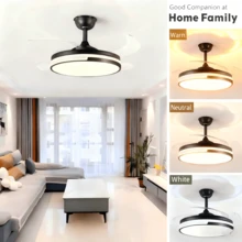 Ventilador de techo retráctil, de uso doméstico multifuncional - Blanco y Negro - Ver 4