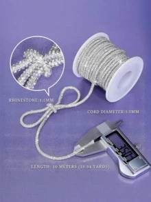 Approx. 4mm Rhinestone Trim Crystal Ribbon, For DIY Hairbands, Clothing Bows, Bracelets, Necklaces; Decorative Supply For Shoelaces & Bag Straps - Diamond Model - View 9
