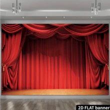 2D Flat Red Curtain Backdrop Suitable For Stage Background, Red Curtain Panel Drape Window Background, Photography For Adult Wedding Hall Birthday Music Party Event Stage Performance Decor - Red - View 3