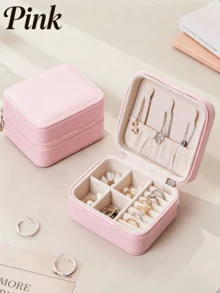 1 PCS Pink Jewelry Storage Box Multi Functional Portable Mini Jewelry Organizer Perfect For Storing Rings Necklaces Earrings And Bracelets Ideal For Home Use Daily Organization Travel Adventures Outdoor Activities Holiday Celebrations Party Favors And Wedding Occasions This Exquisite Jewelry Case Is A Thoughtful Gift For Women Friends And Moms Suitable For New Year Valentine S Day Birthdays And Various Festivals Offering Secure And Classified Storage To Protect Your Precious Jewelry From Scratches And Tangles With A Compact And Lightweight - Hồng - Xem 1