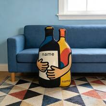 1 Personalized Pillow - Customized Text, Wine Bottle. Unique And Breathable, Suitable For Her, Him, It, Boyfriend, Girlfriend, Dad, Mom, Family, Friends, Anniversary, Mother's Day, Birthday, Valentine's Day, Christmas, Halloween, Graduation Ceremony, Father's Day, Wedding, Housewife, Sofa, Bed, Car, Tea Room, Bedroom, Bathroom, Living Room, Dining Room - Multicolor - View 4