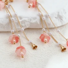 1 Pair Black Velvet Bow Knot Earrings, Sweet & Elegant Long Tassel Drop Earrings For Women, Suitable For Autumn/Winter Valentines,Mom,Mother,Mother's Day,Gift Everyday Wear For Holiday Parties - 香檳色 - 查看 5