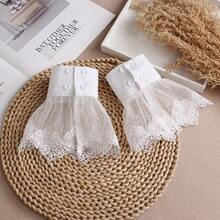 1 Pair Women's Fabric Flared Decorative Cuff Sleeves, Suitable For Outings And Party Outfits,Travel,Festival - White-161 - View 2