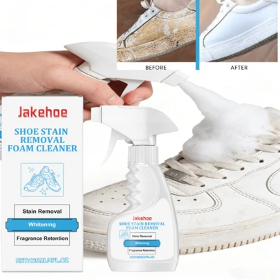  Jakehoe Shoe Cleaning Foam, Gentle Cleaner For White Shoes, Removes Yellow Edges And Stains
