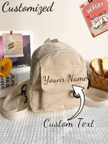 Custom Corduroy Mini Backpack, Y2k Portable Solid Color Backpack, Phone Bag, Lipstick Bag, Key Bag, Compact Casual Backpack, Multi Functional Mini Backpack, Cute Student Backpack, Men'S And Women'S Small Backpacks School,Suitable For Teen Girls Women College Students Middle School, High School, Outdoors, Travel, Outings, Holiday, Elementary School,For New Year,Valentine's Day. - Multicolor - View 2