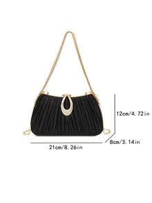 1pc Fashionable Minimalist High-End Party/Banquet Clutch Bag, Suitable As Gift For Friends - Black - View 7
