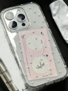 闪亮星空透明手机壳，兼容 17 Pro Max/16/15/14/13/12 Pro Max/11，可爱梦幻闪亮防震保护套，韩版风格礼物 - 滿屏小星星 - 查看 1