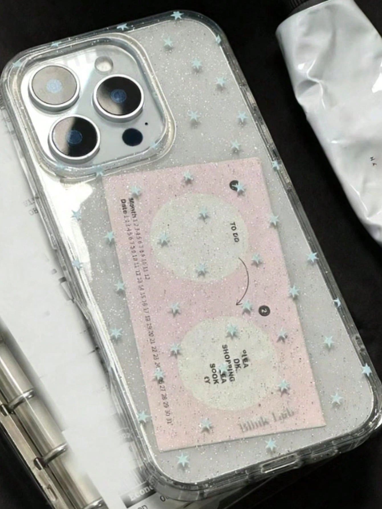 闪亮星空透明手机壳，兼容 17 Pro Max/16/15/14/13/12 Pro Max/11，可爱梦幻闪亮防震保护套，韩版风格礼物 - 滿屏小星星 - 查看 1