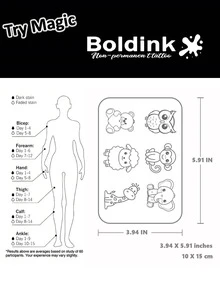 Boldink 1张可爱简约动物系列装饰性临时防水纹身贴纸，持久1-2周，植物和果汁灵感设计，是秋冬季身体装饰的理想之选，男女皆宜。