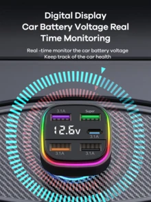 REMAX USB C Bluetooth Adapter For Car, PD Fast Charger With 5 Charging Port, Road Trip Essentials Cigarette Lighter Car Travel Essentials For Long Trips, Car Accessories, Super Practical Car Stuff - K34 - Xem 8