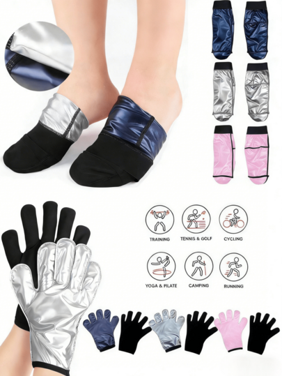 2 Pairs Socks & Gloves Set, New Summer Outdoor Sports And Fitness Sauna, Moisturizing Hands, Anti-Dryness And Cracking Gloves, Sports Training Coated, Suitable For Daily Fitness, Running, Yoga, Pilates Gym Accessories