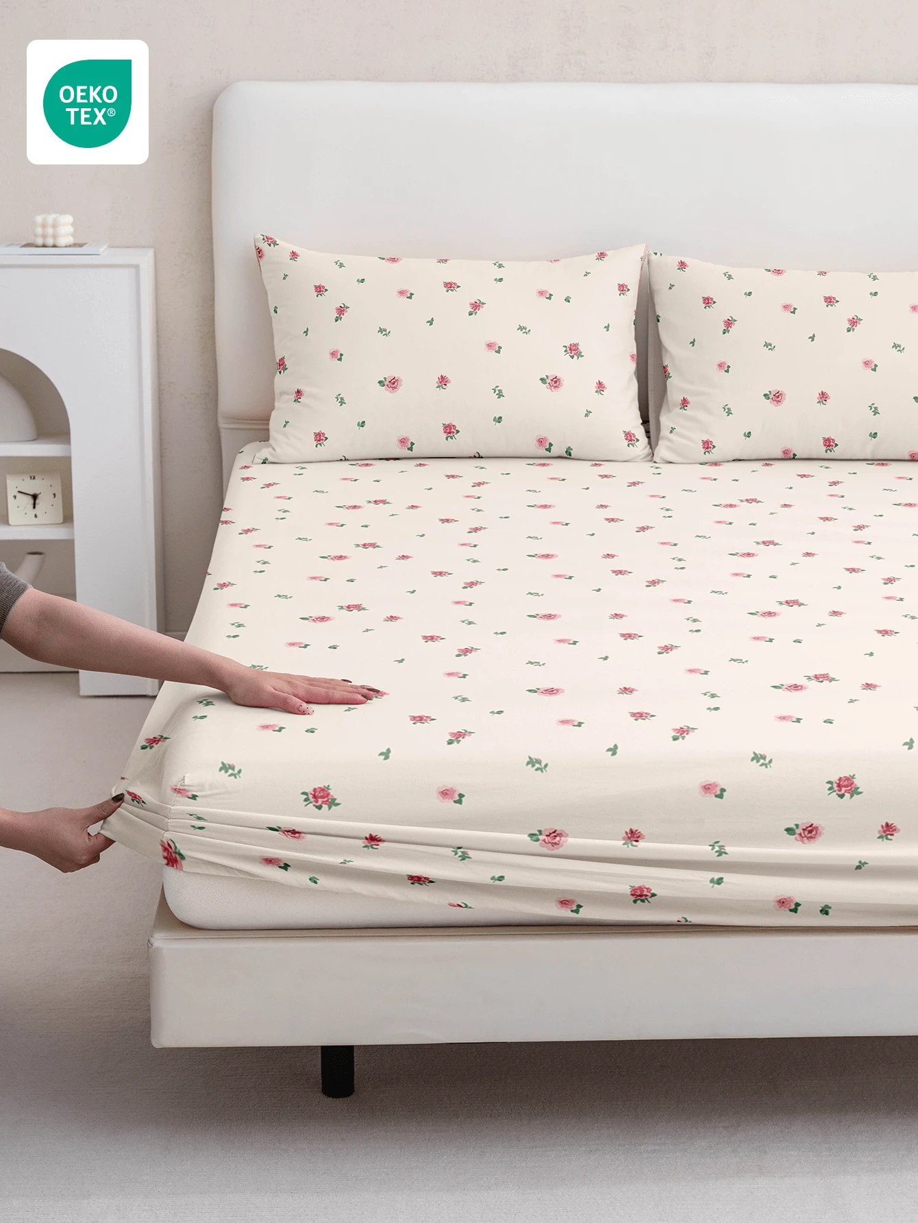 1 bộ ga trải giường in hoa, chất liệu thoải mái, chống nhăn, thoáng khí, phù hợp với nhiều kích cỡ giường, dùng cho gia đình và ký túc xá, trang trí phòng ngủ, ga trải giường mềm mại, quà tặng cho nữ, có thể giặt máy, đạt chứng nhận Oeko-Tex (Không bao gồm gối và vỏ gối) - Nhiều màu - Xem 1