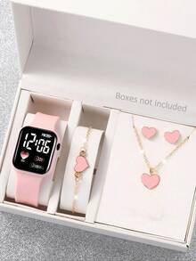 5pcs/Set Women's Fashion Wrist Watches, Versatile High-End Ladies Watch Set - Pink - View 3