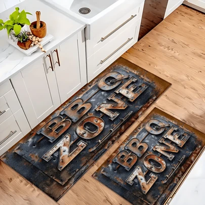 1 pieza, Decoración del hogar, Alfombra con estampado cálido, Felpudo de lana sintética - Altamente absorbente, Fácil de limpiar, Adecuado para decoración del hogar, estilo rústico, entrada, interior, habitación, cocina, comedor, oficina pequeña/oficina en casa, fregadero, lavandería, alfombra, felpudo de cocina, alfombrilla antideslizante