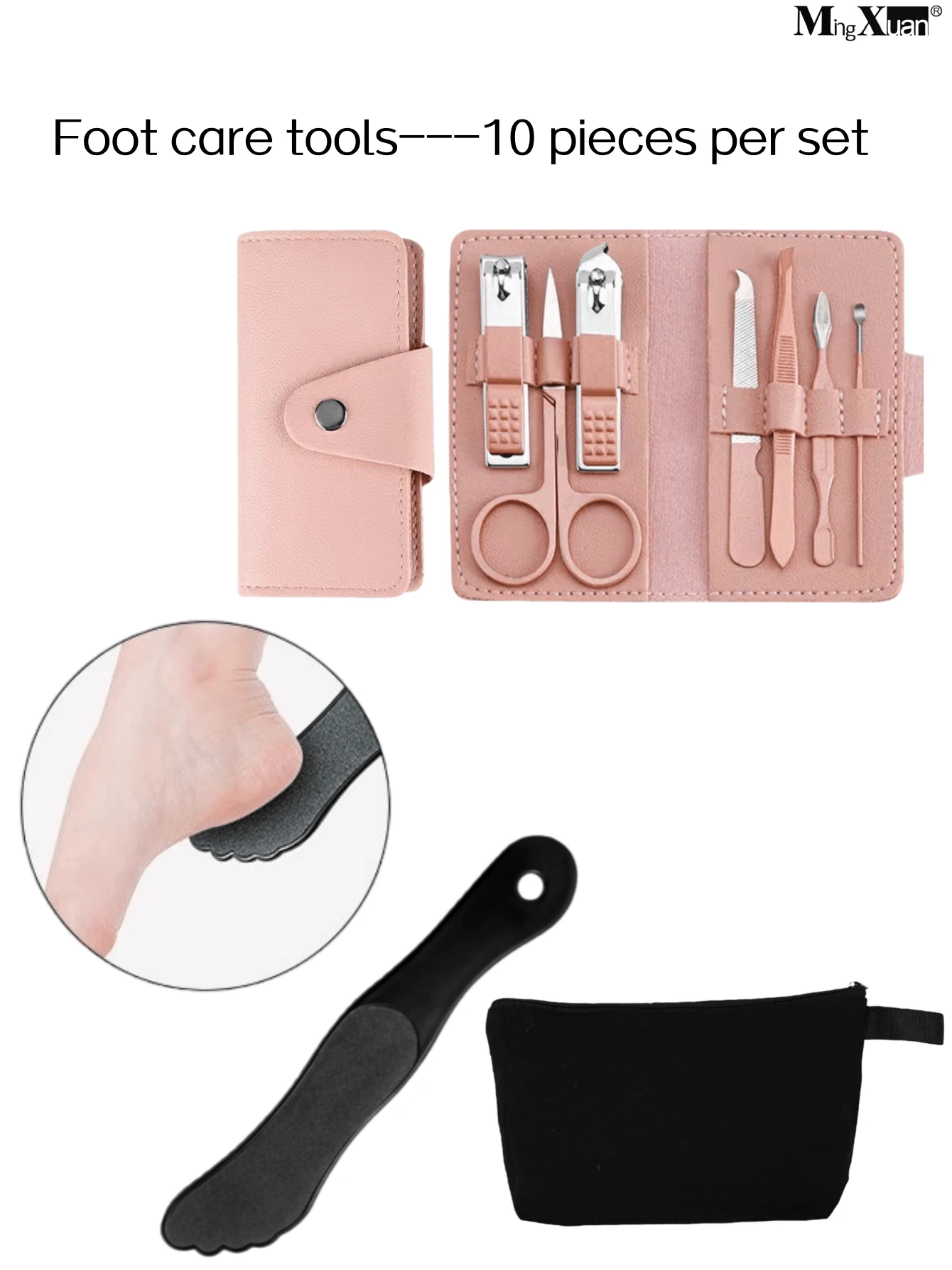 16pcs Stainless Steel Manicure & Pedicure Set, Includes Nail Clippers, Cuticle Trimmer, Ear Spoon, And Files, With Storage Box, Foot Care & Beauty, Manicure Tools - Multicolor - View 1