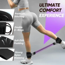 1pc/3pcs Ankle Resistance Bands, Fitness Ankle Straps With Bands For Leg And Butt Workout, Ankle Cuffs With Exercise Bands - Purple - View 8