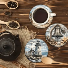 Bộ 6 đế lót ly in hình chủ đề đại dương, dùng cho tách trà, ly nước, ly rượu vang, ly cà phê, đế lót ly tròn thấm hút bằng silicon, trang trí nhà cửa, bộ quà tặng cho tiệc tùng và bàn ăn, phù hợp cho mọi mùa. - Nhiều màu - Xem 4