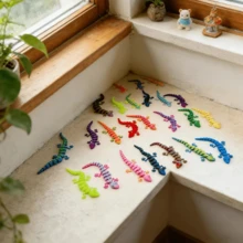 24 piezas de pequeños geckos de escritorio decorativos y lindos impresos en 3D, de colores degradados aleatorios, adecuados para coleccionar, decorar fiestas y regalos (color aleatorio/no limitado a los estilos mostrados) - Multicolor - Ver 6