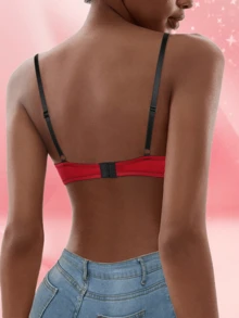 Women's Wine Red And Black Lace Bra - Sexy Glossy Lace Patchwork, Lift And Supportive Design, Comfortable And Breathable, Suitable For Daily Wear And Party Occasions - Burgundy - View 6