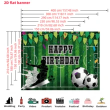1PC,2D Flat, Football Themed Birthday Background Banner, Made Of Polyester Fabric, Used For Birthday Party Decoration, Football Themed Parties, Sports Celebration Parties, Birthday Celebrations, Holiday Parties, Birthday Background Cloth, Cake Table Decoration, Anniversaries, Home/Garden/Indoor/Outdoor Decoration, Photography Background Props, Matching Decoration Supplies/Gifts, Event Background - Multicolor - View 4