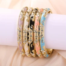 1pc Enamel Drip Oil Luxury Palace Style Hinged Bangle Bracelet, Convenient To Wear, Suitable As Birthday, Valentine's Day, New Year Gift, Party Or Holiday Wear - Thin Crown Bracelet - View 3