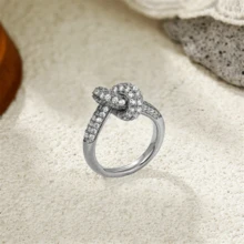 VKHK 1pc Glamorous Rhinestone Decor Knotted Ring, Suitable For Women's Daily And Wedding Wear, Valentine's Day Gift - Multicolor - View 11