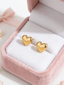 Bộ trang sức thép không gỉ lãng mạn gồm dây chuyền hạt thép bất đối xứng và mặt dây chuyền hình trái tim, kèm vòng tay và bông tai cùng kiểu, thích hợp cho phụ nữ đeo khi hẹn hò, đi mua sắm hoặc làm quà tặng Ngày Valentine cho người yêu. - Vàng - Xem 6