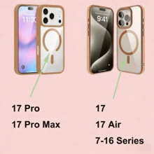 1pc Desert Gold Magnetic Transparent Acrylic Shockproof Protective Case With TPU Soft Frame And Hard Backboard, 2-In-1 Compatible With Wireless Charging Compatible With Apple 17 Pro/17 Pro Max, Apple Air, 17/16 Pro/16 Pro Max/16 Plus/16/16E/SE4/15 Pro/15 Pro Max/15 Plus/15/14 Pro/14 Pro Max/14 Plus/14/13 Pro/13 Pro Max/13/12 Pro/12 Pro Max/12/11 Pro Max/11/11 Pro And S25 Ultra, S24 Ultra, S23 FE, S22+ - Desert Gold - View 7