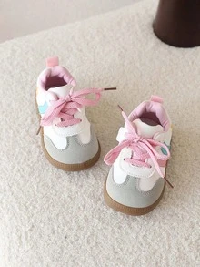 1 Pair Girls' Casual Sneakers, Children's Fashion Sports Shoes, Little White Shoes - Pink - View 6