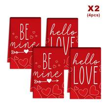 2/4/48 Stück Valentinstag Küchen Geschirrtücher, Polyester Geschirrtücher mit Herz Muster Design, saugfähig und weich, geeignet für tägliche Küchen Reinigung, können auch als Feiertags Dekoration verwendet werden um eine romantische Atmosphäre zu schaffen, praktisch und dekorativ, Küchentücher, Valentinstag & Hochzeitsdekoration - Verschiedenfarbig - Übersicht 13