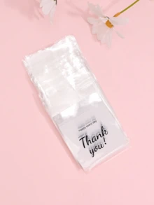 100pcs Simple Thank You Letter Printed Organza Bags, For Jewelry, Earrings, Small Items, Party, Home Use, 7*10cm - White - View 6