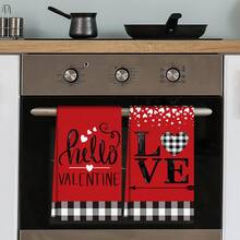 2/4/48 Stück Valentinstag Küchen Geschirrtücher, Polyester Geschirrtücher mit Herz Muster Design, saugfähig und weich, geeignet für tägliche Küchen Reinigung, können auch als Feiertags Dekoration verwendet werden um eine romantische Atmosphäre zu schaffen, praktisch und dekorativ, Küchentücher, Valentinstag & Hochzeitsdekoration - Verschiedenfarbig - Übersicht 4