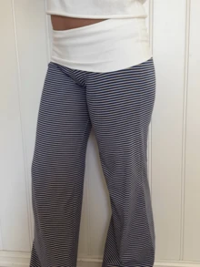 Women's Fold Over Lounge Pants Low Rise Wide Leg Yoga Sweatpants Stretchy Bell Bottoms Leggings Roll Over Pants - 黑色 - 查看 4