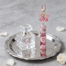 1pc 5ml Portable Mini Refillable Perfume Atomizer Keychain, Travel Size Spray Bottle Accessories For Women Girls, Mom Gifts Vacation Summer Travel Essentials-Pink Butterfly - Pink Butterfly - 查看 4