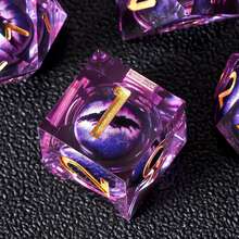 7pcs Sharp Edge Resin Handmade Cat's Eye D&D Dice Set, For Roleplaying Games Like - Multicolor - View 3