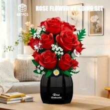 687件玫瑰花束套装，成人尺寸，人造花卉植物系列，适合室内家居办公室装饰，母亲节和情人节礼物，是送给成年女性的理想之选。 - 彩色 - 查看 4