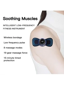 LCD Display EMS Neck Massager Electric Massage Device Neck & Back Pads 8 Modes Pulse Muscle Stimulator Portable Muscle Relief