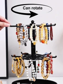 1个可调节双层旋转钥匙架展示架，透明/黑色多功能塑料桌面收纳架，适用于钥匙扣、徽章、珠宝、项链、手链、吊坠等 - 多用途收藏和奖品展示架，适合阳光明媚的旅行、返校季、情人节、情人节礼物、男士礼物、女士礼物