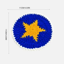 星月图案手工编织杯垫，简约艺术感十足，适用于厨房、餐厅