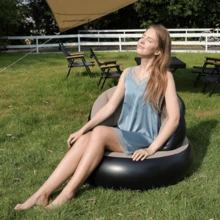 Instant Outdoor Lounge: Inflatable Shell-Shaped Sofa. Fast Setup, Plush & Insulated - Perfect For Camping, Festivals & Beach Days.