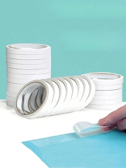 10 Rolls 177.17 Inch Double-Sided Transparent Tape - Strong Adhesive For Office, School, DIY, Scrapbooking, Crafts, Cards And Gifts