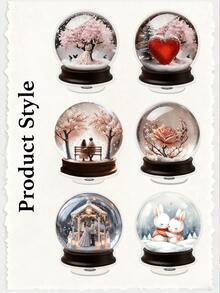 2D Flat, Rotating Acrylic Snow Globe Wedding/Valentine's Decoration, Acrylic Globe With Couple Figurine- Quiet Rotating Winter Scene Night Sky, Elegant Village Ornament For Home/Office Desk, Twinkling Snow Globe Decorations For Holiday Tabletop Display ( & S), Lightweight Holiday Plaque For Year-Round Decorative Sign, 2D Flat, Ideal Gift For Home Decoration, Valentine's Day, Easter, Halloween, Graduation Ceremonies, And Home Decor - Multicolor - View 4