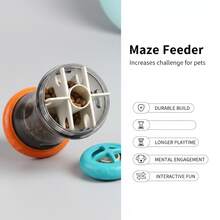 Pet Slow Feeder Toys, Dog Quiet Ball, Cat Tumbler Feeder, Threaded Dispenser, Blue & Orange - 5L - View 3